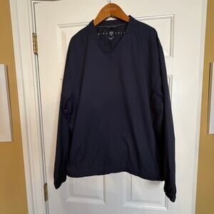 Nike Golf Pullover Jacket Mens Med Navy Blue V Neck Windbreaker Zip Pockets